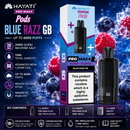 Hayati Pro Max+ Pods Blue Razz GB vape refill with berry background