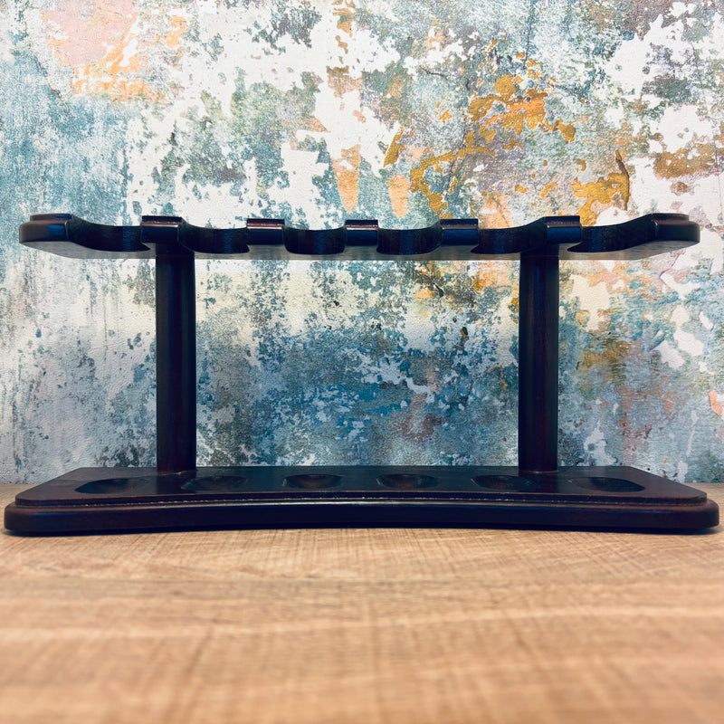 6-Slot Wooden Pipe Rack Display Stand – Holds Bent or Straight Pipes