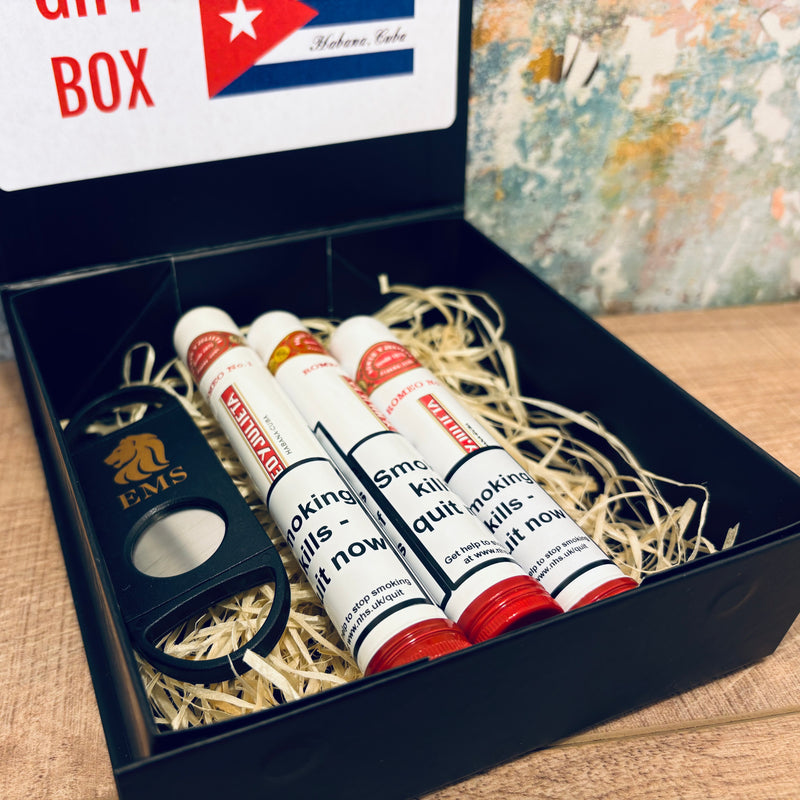Romeo y Julieta Premium Sampler – 3 Cuban Cigars in Black Magnetic Gift Box