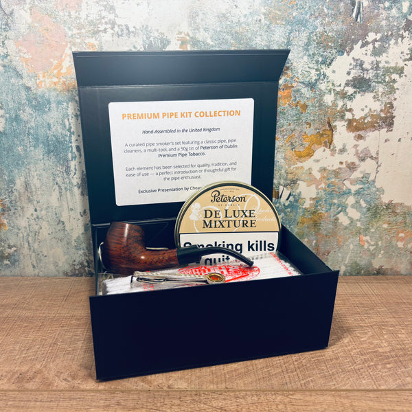 Premium Pipe Kit Gift Box – Pipe, Tools & Peterson of Dublin Tobacco (Choose Your Blend)
