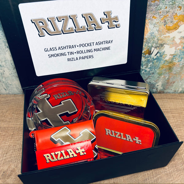 Rizla Premium Smoking Gift Set – Rolling Papers, Glass Ashtray, Pocket Ashtray, Automatic Rolling Machine & Gift Box