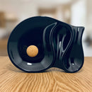 Large Black Ceramic 2-Pipe Rest Ashtray with Cork Knocker