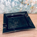 Large Black & Gold Cigar Ashtray – 2 Cigar Rest