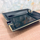Large Black & Gold Cigar Ashtray – 2 Cigar Rest