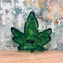 Leafed Glass Ashtray - Green
