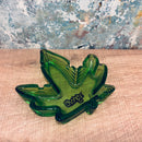 Leafed Glass Ashtray - Green