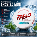 PABLO Exclusive Frosted Mint 30mg nicotine pouches with icy mint background