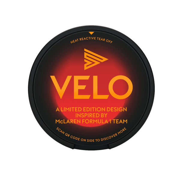VELO Limited Edition. Design Inspired by McLaren Formula 1 Team. Nicotine Pouches - Cheapasmokes.com