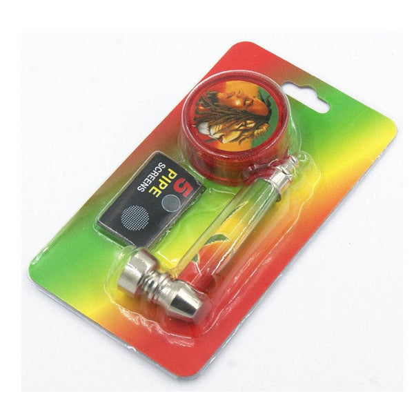 Thumb Metal Smoking Pipe with Grinder - Cheapasmokes.com