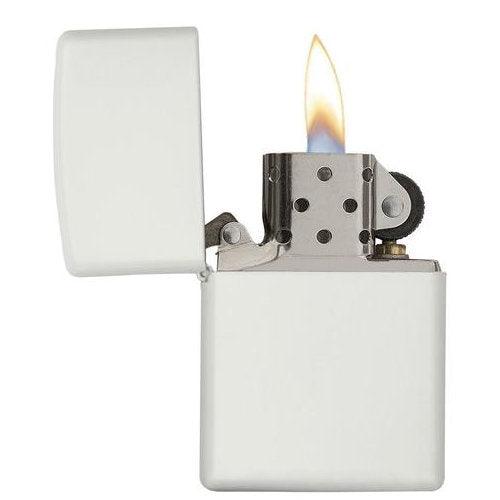 Zippo Classic White Matte Logo 214 - Cheapasmokes.com