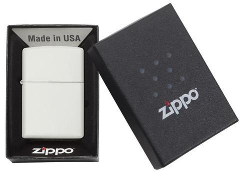 Zippo Classic White Matte Logo 214 - Cheapasmokes.com